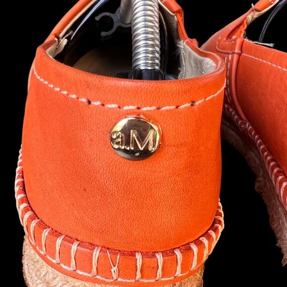 a.M Women's Size 9 Orange Leather Espadrilles Flats Mexico Comfort Casual - Picture 5 of 14